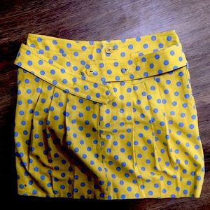 Yellow mini skirt with blue polka dot a wrap